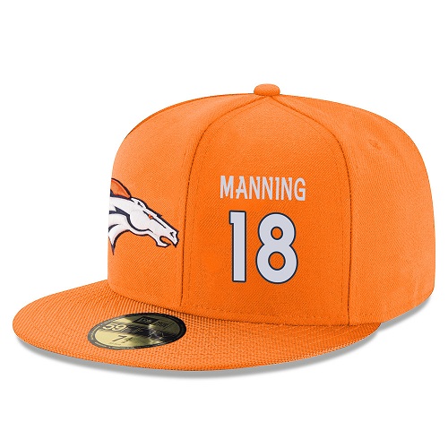 NFL Denver Broncos #18 Peyton Manning Stitched Snapback Adjustable Player Hat - Orange/White